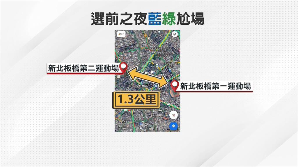 藍綠白選前之後大拚場 藍、綠陣營板橋造勢千名警力出動