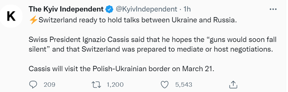 快新聞／永久中立國將主持「俄烏談判」　瑞士總統：很快就能組織雙邊對談