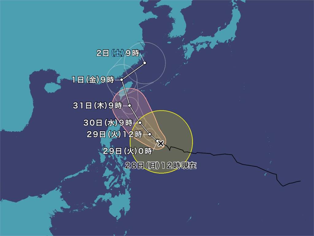  康芮釀升級「強烈颱風」貫穿台灣？日氣象廳曝最新「未來7天路徑」：這天大鬼轉