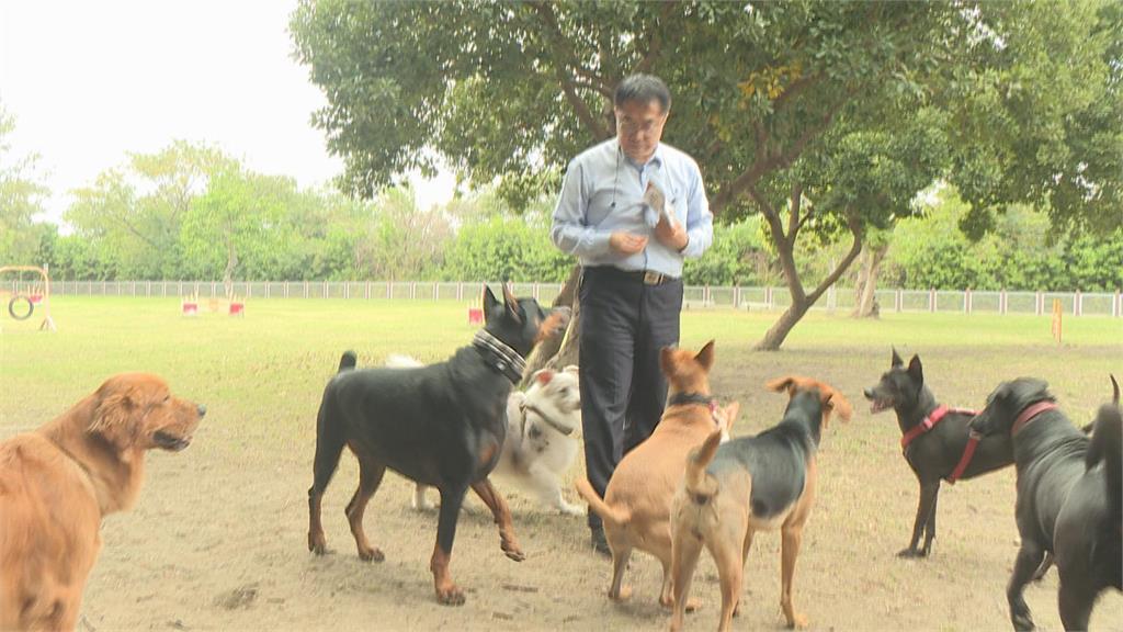 黃偉哲公務之餘紓壓 帶愛犬