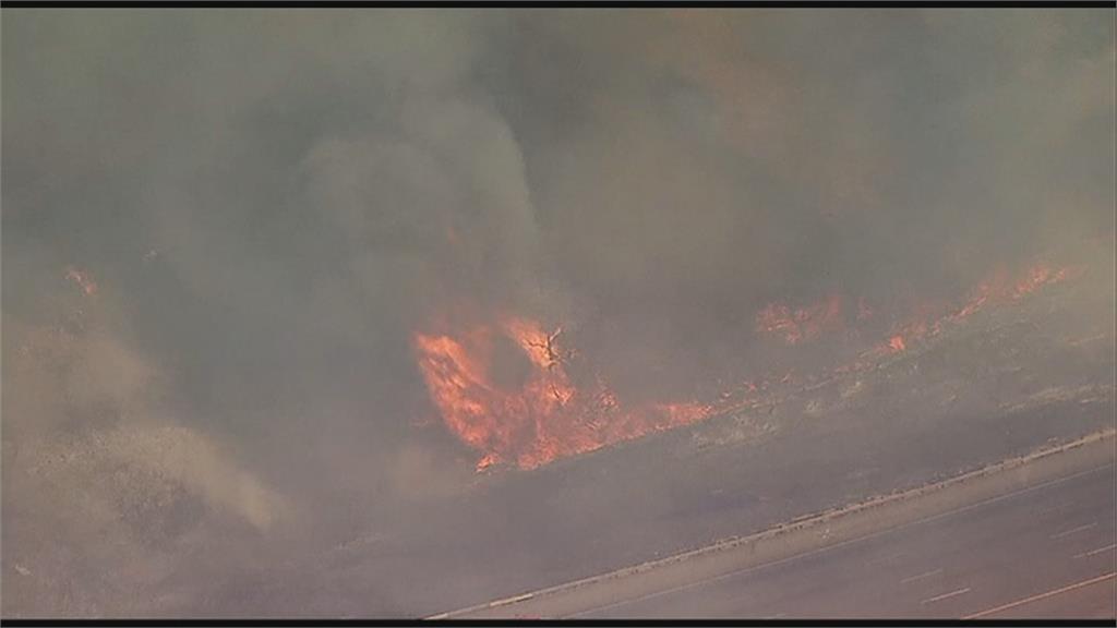 加州飆43度　鄰近洛杉磯高速公路旁草叢竄火