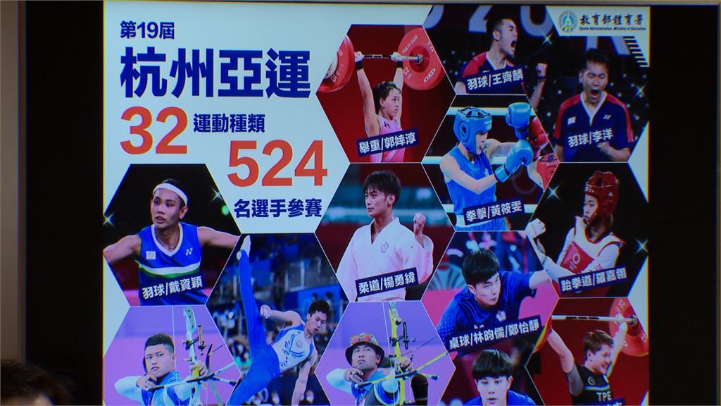 杭州亞運524名選手參賽　台灣隊目標破10金