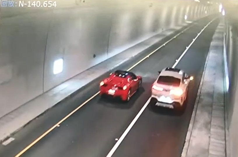 法拉利、BMW停靠蘇花改隧道路肩！男駕駛竟在車道上「大跳熱舞」