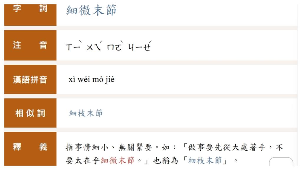 「枝微末節」竟不存在！網翻39年前辭典：早已查無資料