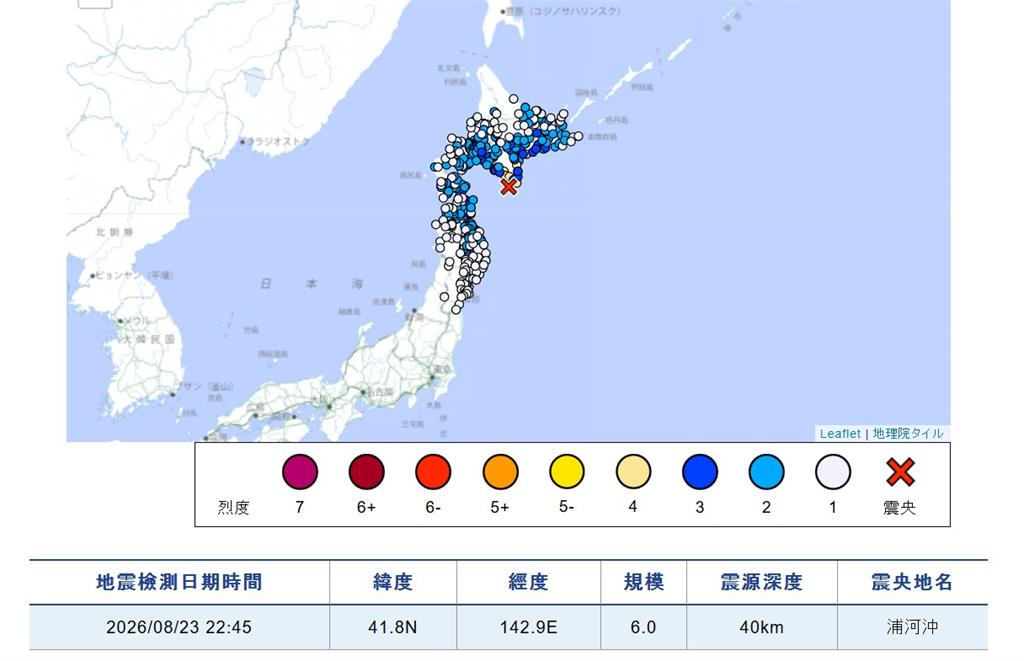 快新聞／日本又震！北海道規模6.0淺層地震　最大震度4級