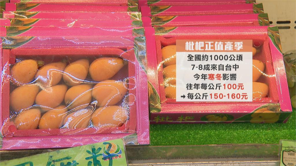 寒害影響　枇杷熟成晚漲5成　艷荔荔枝每公斤200元