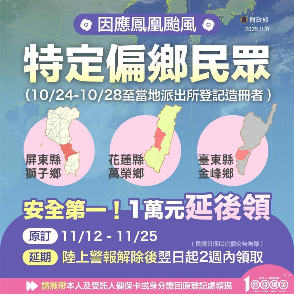 普發現金1萬「風雨無阻」入帳？財政部：2小型信合社延後