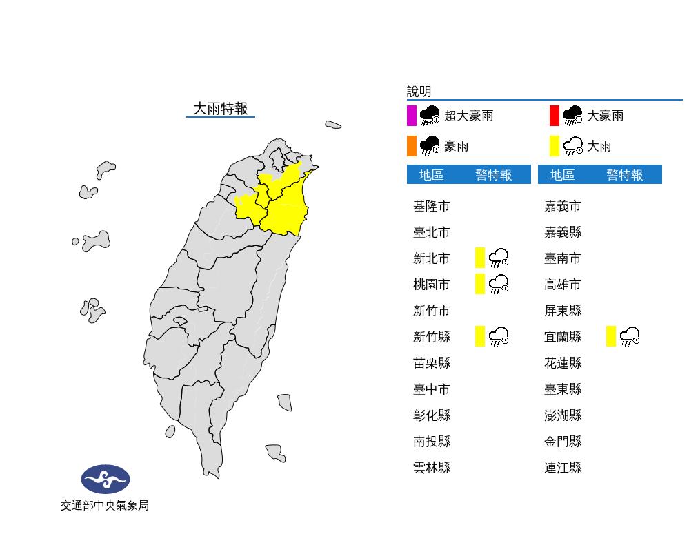 快新聞／下班注意！4縣市大雨特報　 注意瞬間大雨、雷擊