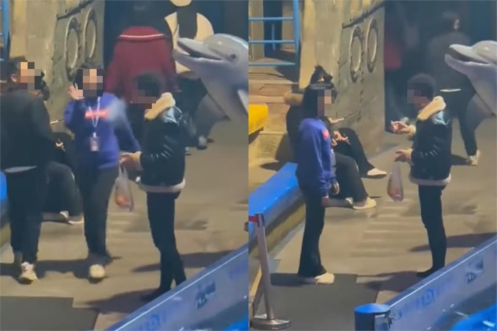 中國男水族館內抽菸不聽勸！小白鯨火大「噴水處罰」當場濕透丟臉畫面曝