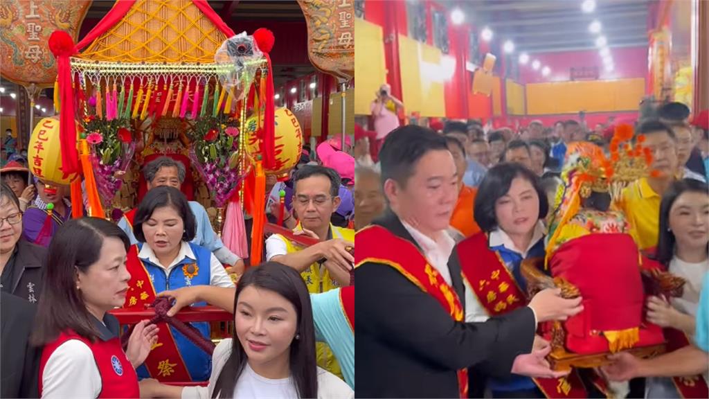 雲林六房媽過爐「三媽會」同框了!張麗善現身「女力爆發」扛轎畫面曝光