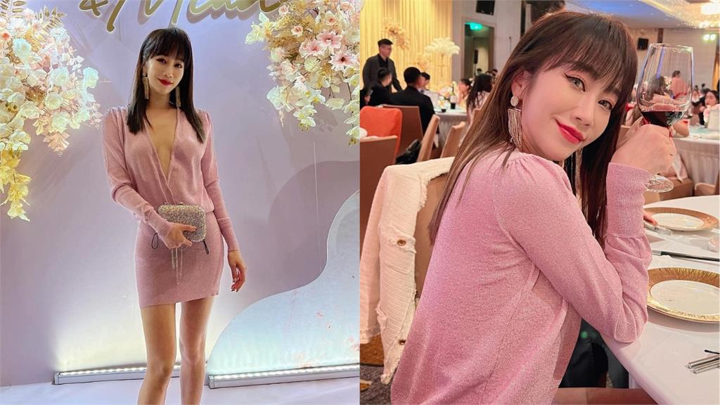 「最美空姐」婚禮穿搭辣出新高度!粉色洋裝「深V直開腰間」