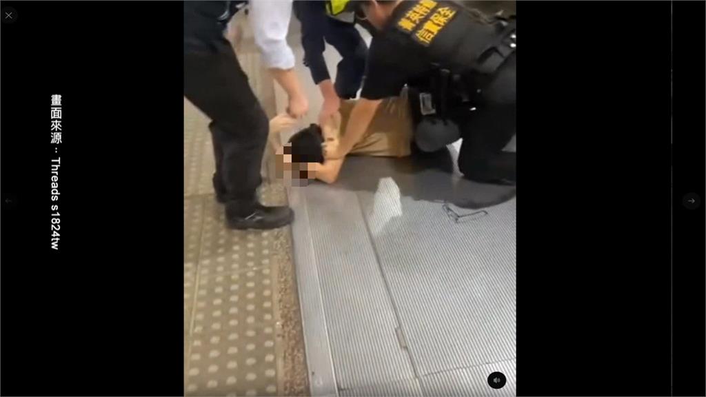 男大鬧北車喊「要去中山站」　　正義哥1秒抱住撂倒嫌犯