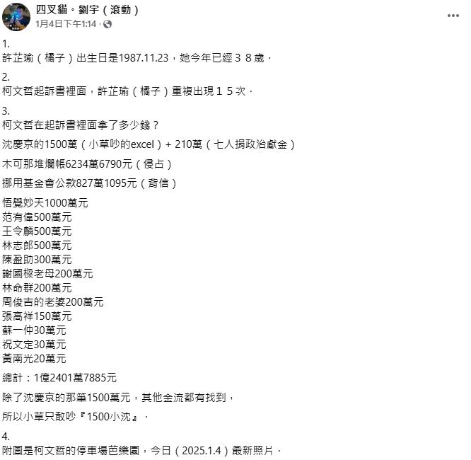 橘子「愛玩的孩子」拖走千萬現金!四叉貓秀2證據打臉柯文哲:38歲了