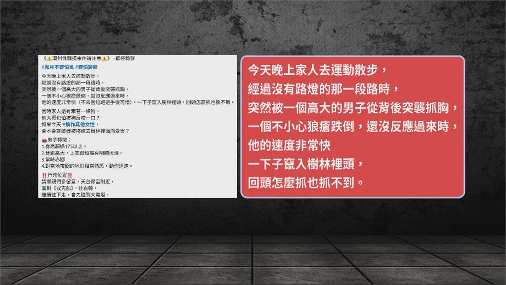 潮州東港溪河堤畔　女子晚間堤遛狗散步遭襲胸