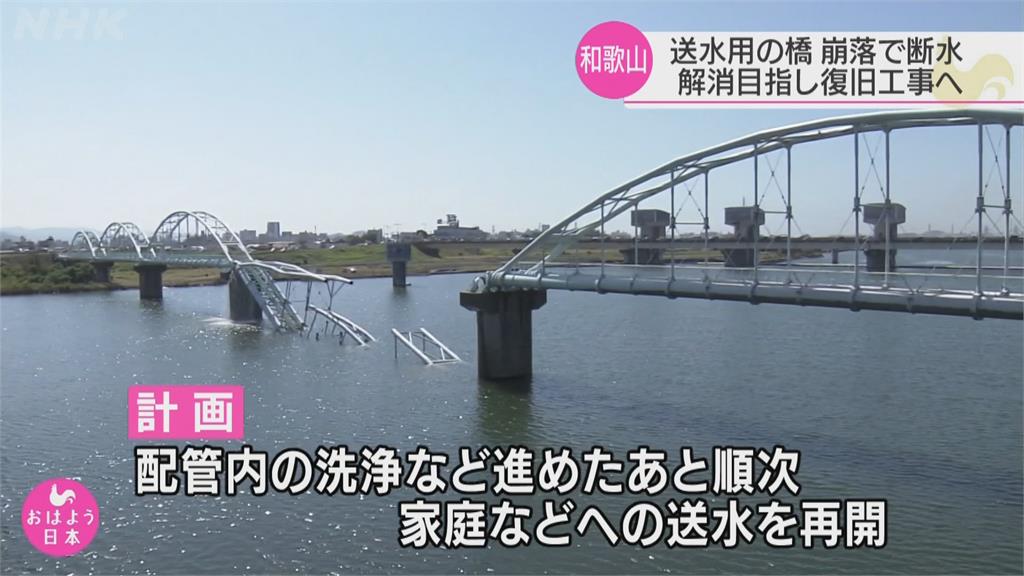 日本和歌山水管橋無預警斷裂　6萬戶無水可用