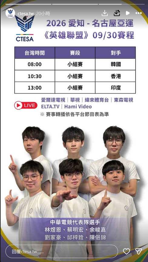 亞運LOL／台灣隊迎戰「南韓夢幻隊」吞首敗！Faker「替補」未出賽