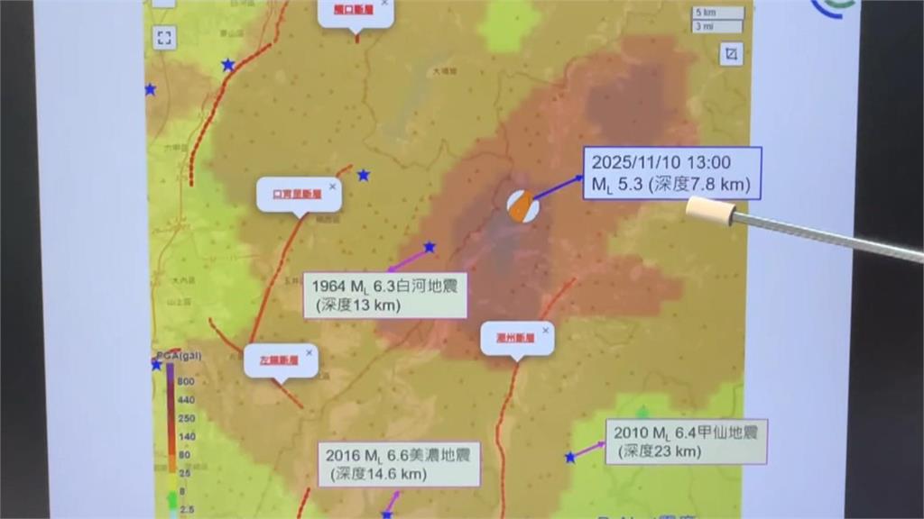 高雄甲仙５‧３地震！最大震度４級　氣象署：未來３天恐有餘震