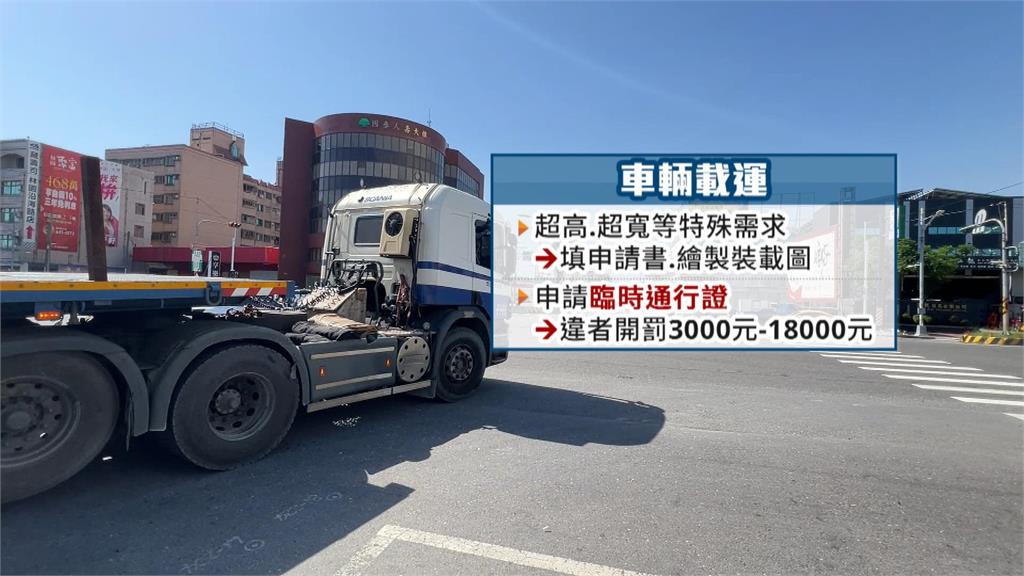 高雄拖板車載「超長鋼梁」轉彎占據車道　違規最高罰1.8萬