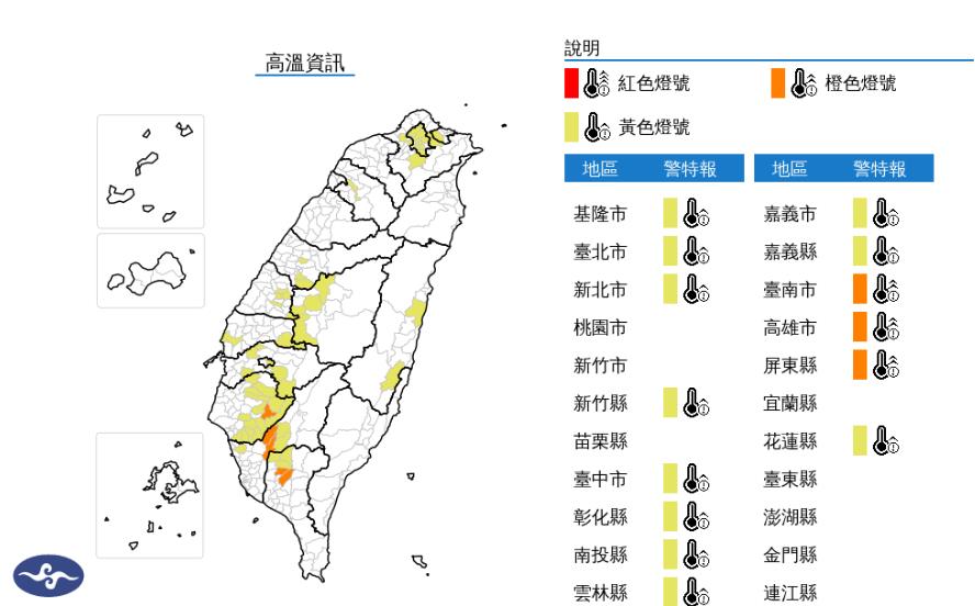 快新聞/高溫警報!14縣市熱浪來襲 「這3地」狂亮橙色燈號