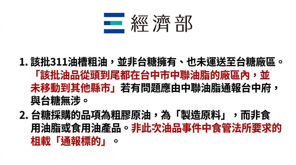 5月知中聯油不合格！台糖遭質疑沒通報　衛福部長：原料非強制品項