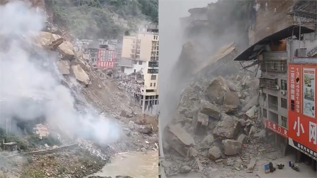 中國重慶「整片山壁崩塌」釀8死！巨石衝撞街區「居民瘋狂逃竄」驚悚畫面曝光