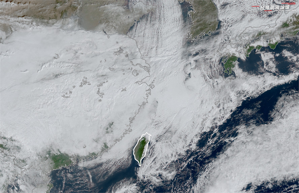 冷空氣傾瀉而下！專家曬1圖驚見「台灣上方一片白茫茫」示警1時段溫度驟降