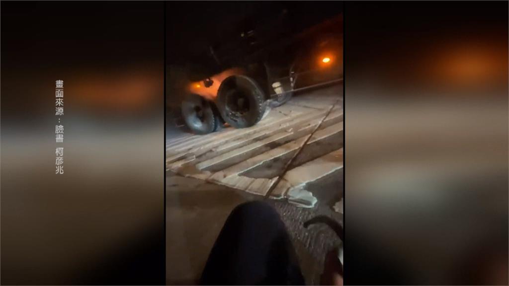 國1斗南路段聯結車爆胎起火 熱心駕駛接力灌救