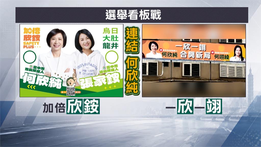選舉看板大戰拚創意！　民進黨台中議員「市長換欣」大玩諧音哏