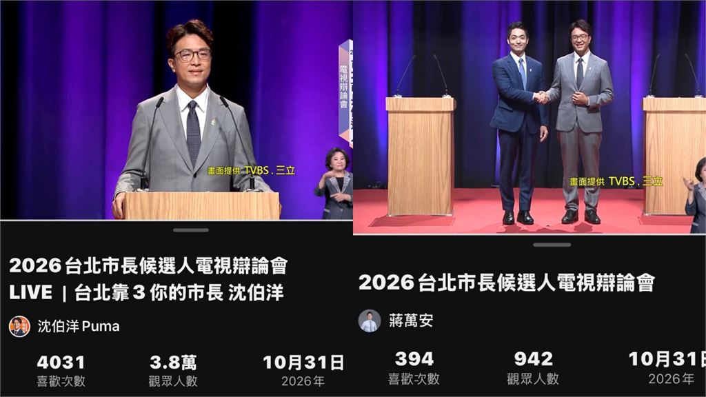 蔣萬安、沈伯洋正面交鋒！雙方頻道「觀看數據」曝光　驚人差距引熱議