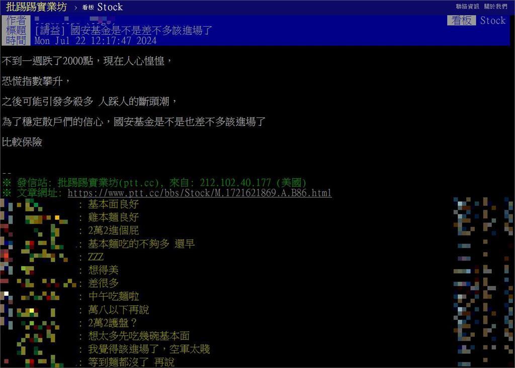 台股大跌…他崩潰怒轟「國安基金失蹤」不護盤!網曝「進場時間」搖頭嗆:笑死人