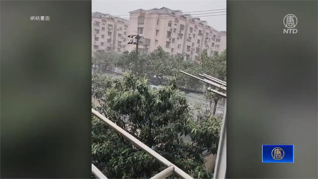 葡萄桑二度登陸! 上海多地淹水 驚見巨大龍捲風