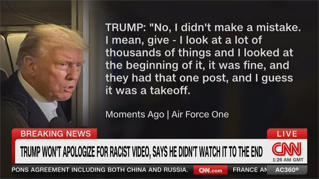 歐巴馬夫婦被P成猿猴　川普轉發爭議影片拒絕道歉