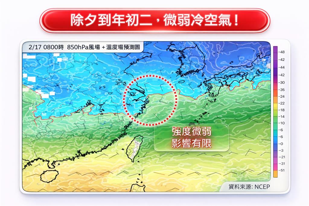 除夕「冷空氣來了」濕冷3天！春節連假「先濕後乾涼」各地溫度一次看