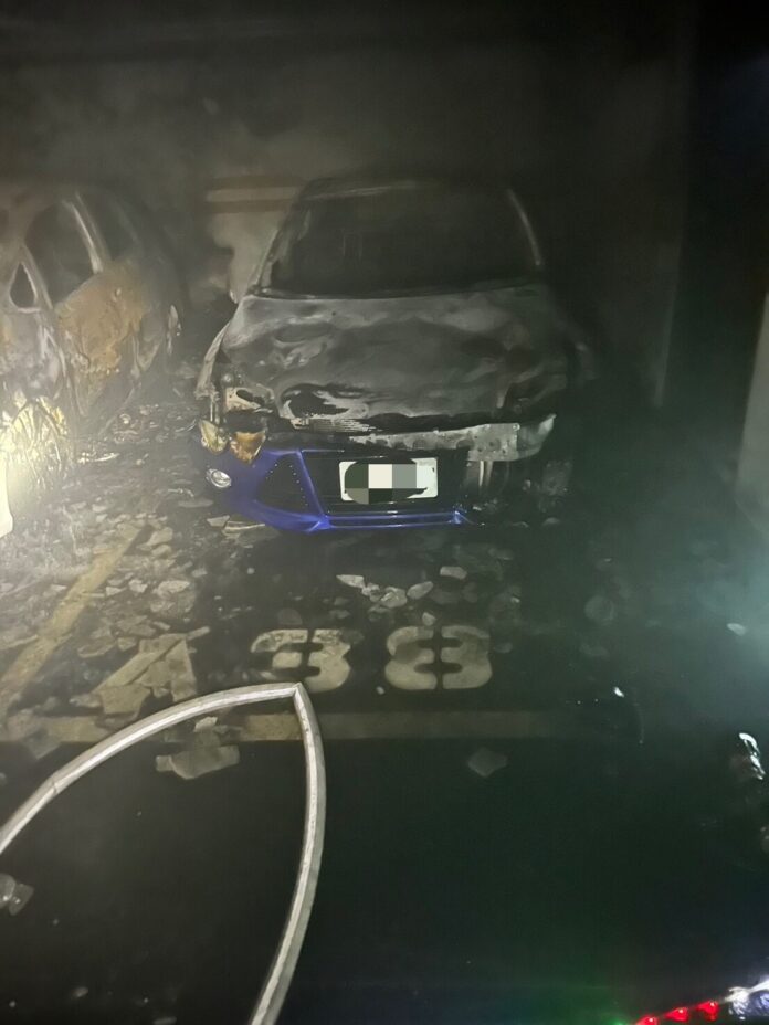 快新聞／台中大樓地下停車場火警！　2車遭燒毀、1人送醫