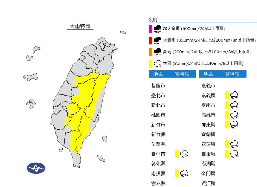 快新聞/雨彈來襲!8縣市大雨特報 「這4地」慎防大雷雨