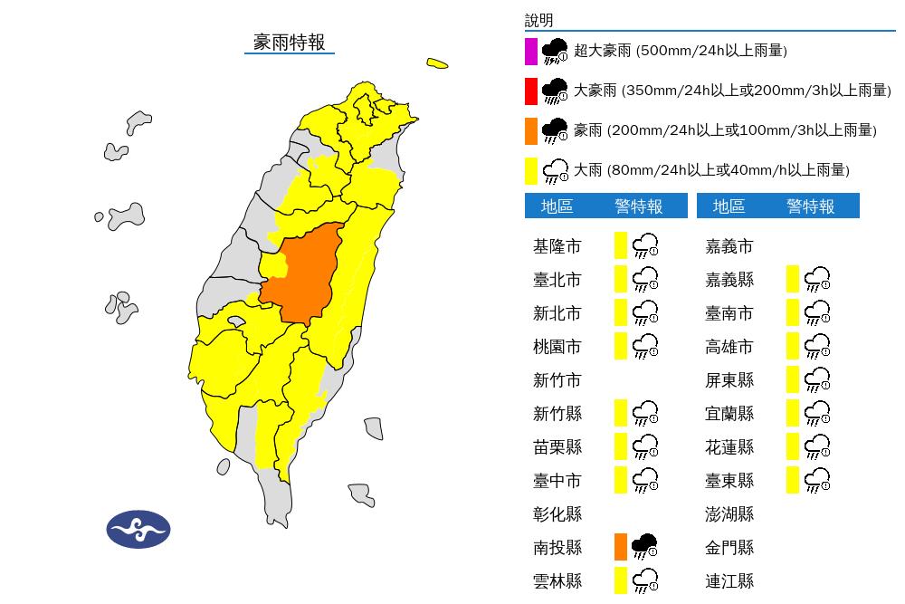 快新聞/對流雲系發展旺盛 氣象署發布16縣市大雨、豪雨特報