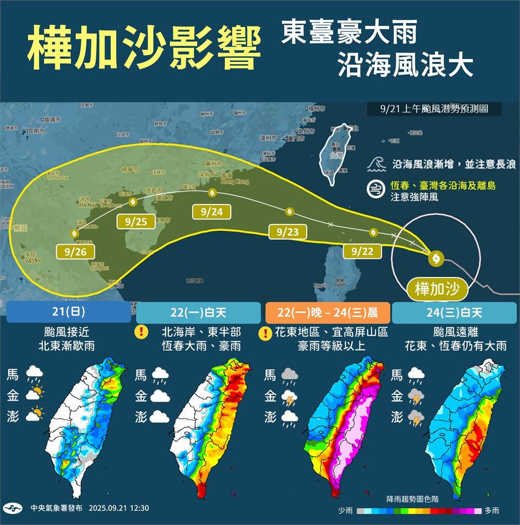 強颱樺加沙「這兩天」最靠近台灣！全台恐迎「風雨搖滾時段」衝擊地區曝光