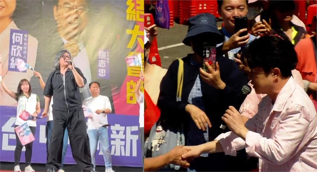 台中選戰歌王大車拚！　施文彬高唱「凍蒜」挺何欣純　翁立友助陣江啟臣