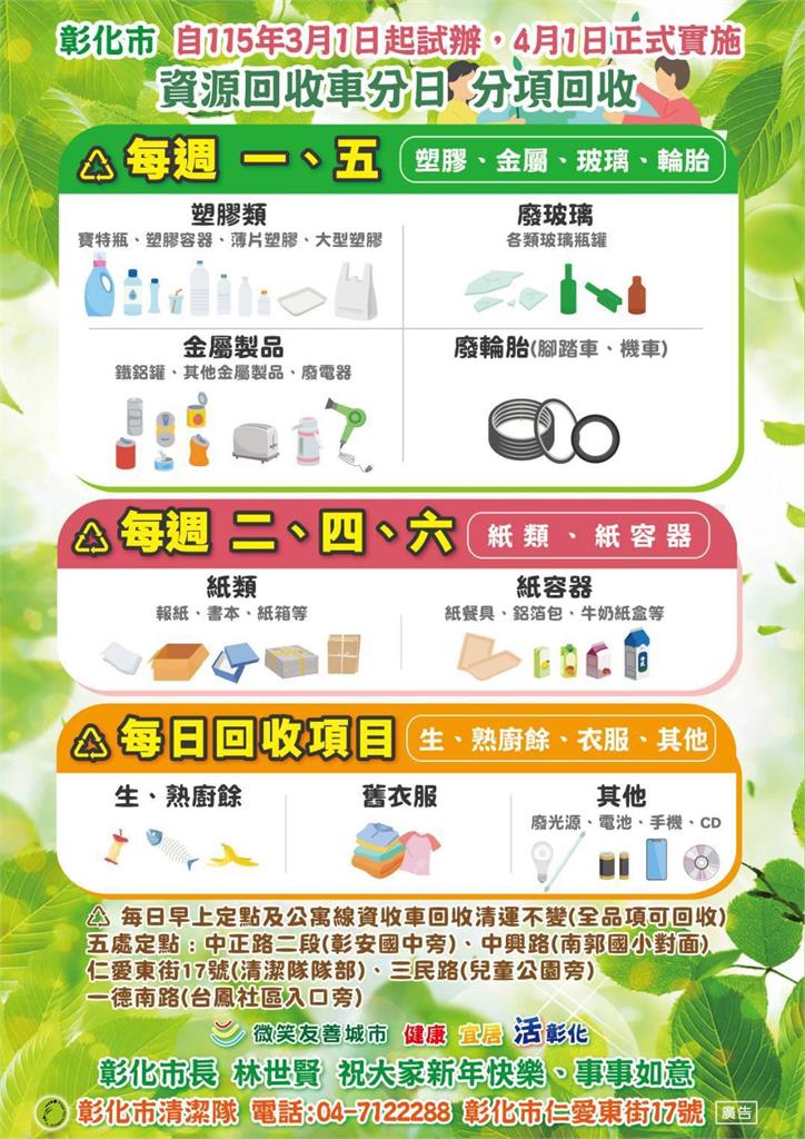 彰化市試辦分日資源回收 民怨:丟垃圾還要看日子?