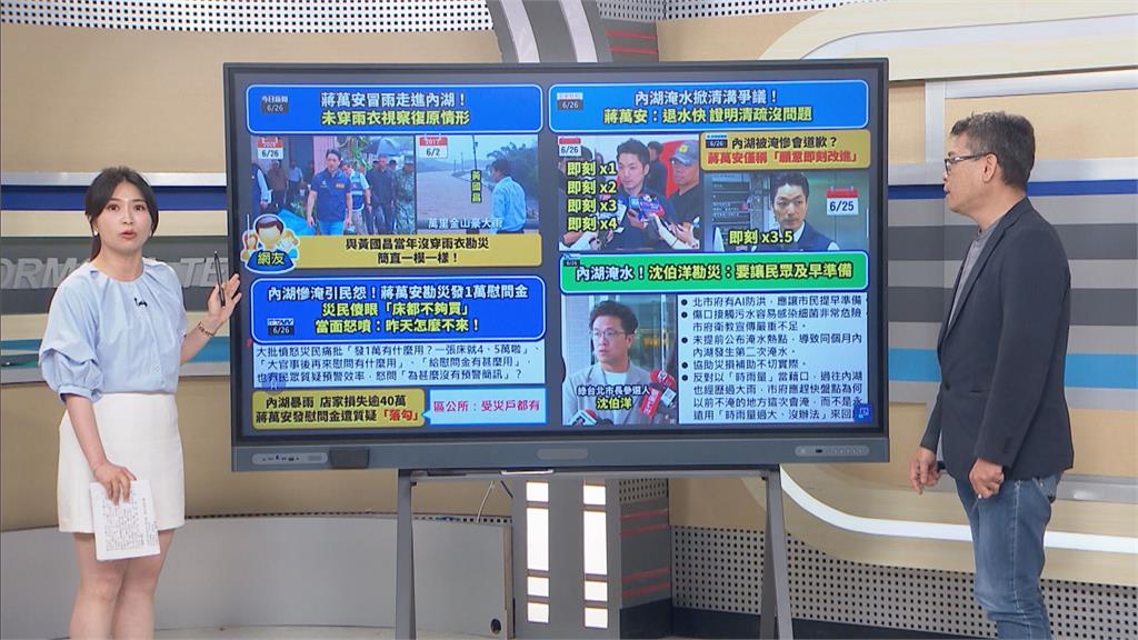 蔣萬安內湖勘災「濕背秀」被抓包學黃國昌！他揪出1玄機…唱《金包銀》酸爆