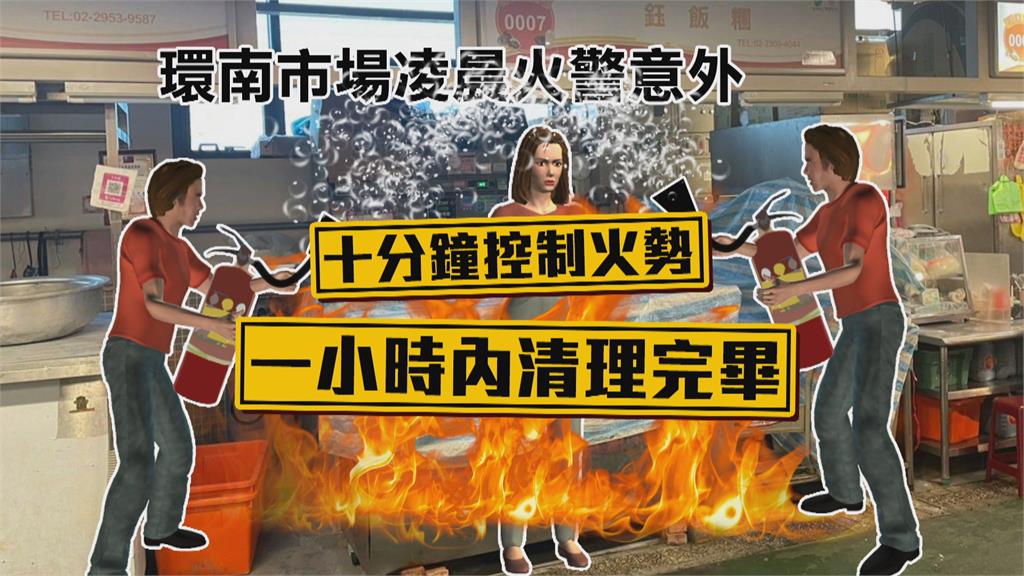 疑老鼠咬破瓦斯管線　環南市場火警又下泡沫雨