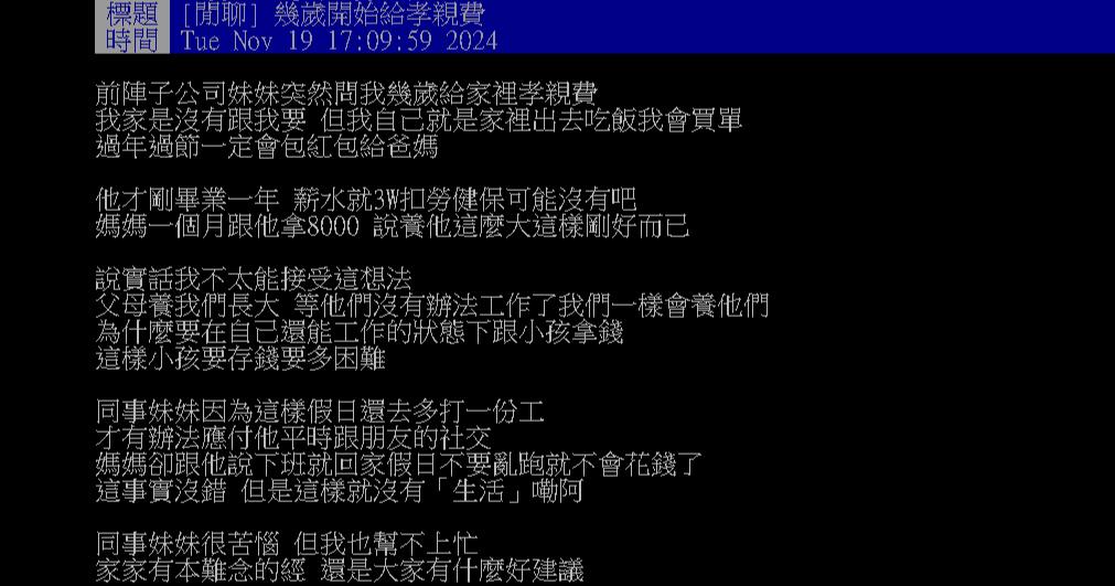 新鮮人月領30K為孝親費「被迫假日打工」金額曝光!還被媽噹:剛好而已