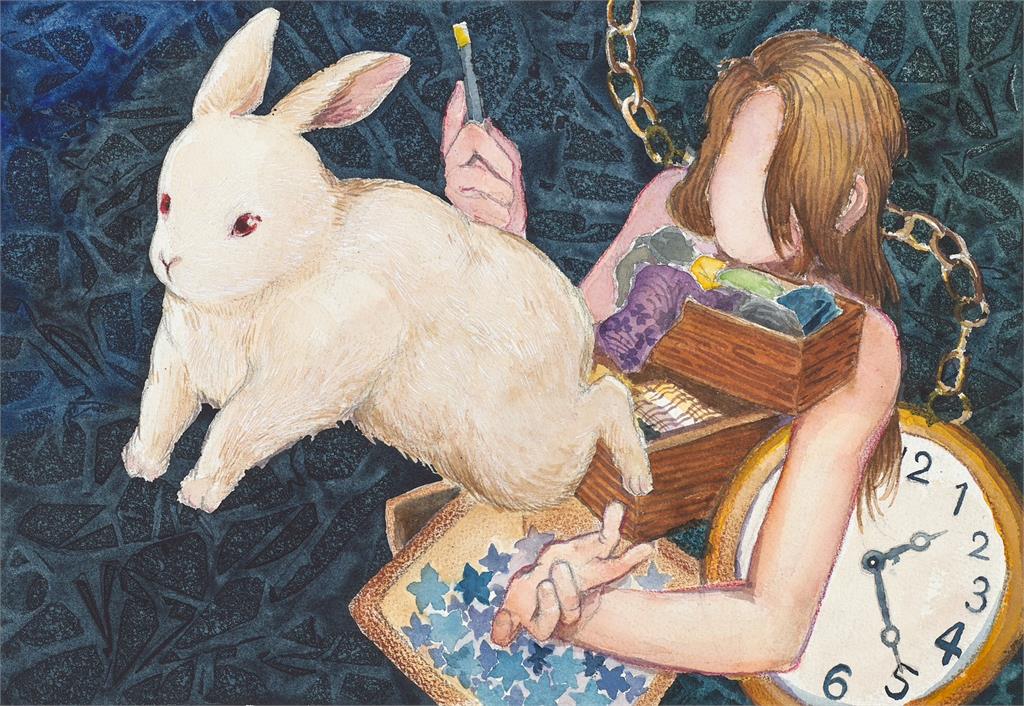 從「夢中白兔」走到畫布上!18歲少女梁個兒個展訴說親情與自我探索…