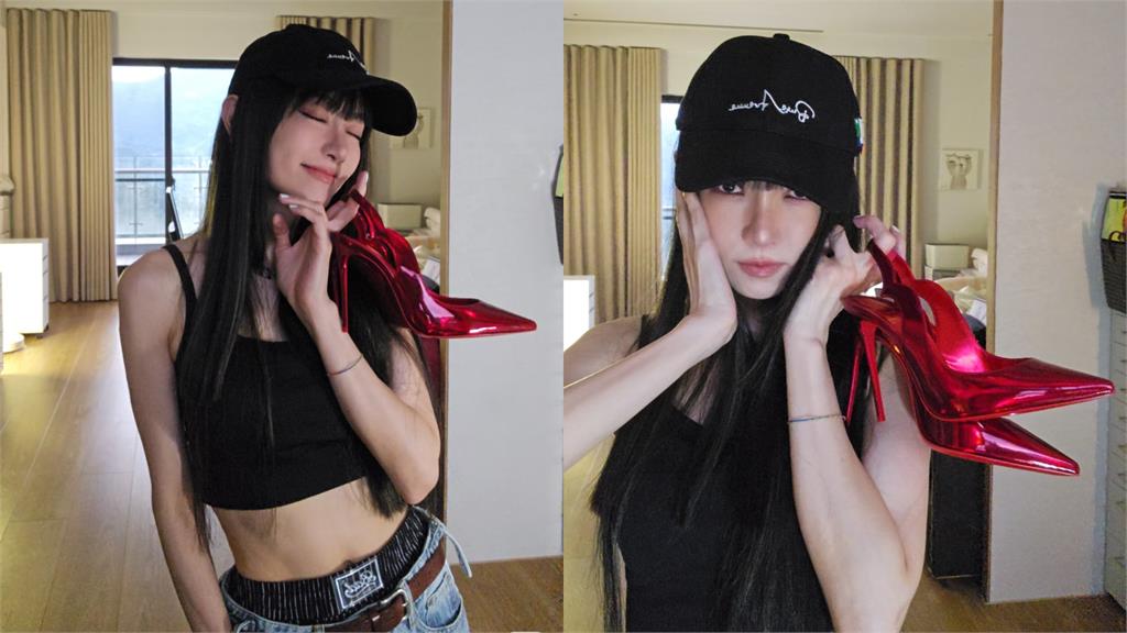 49歲謝金燕腳踩紅色高跟鞋大秀「超長美腿、腹肌」!網驚:好恐怖