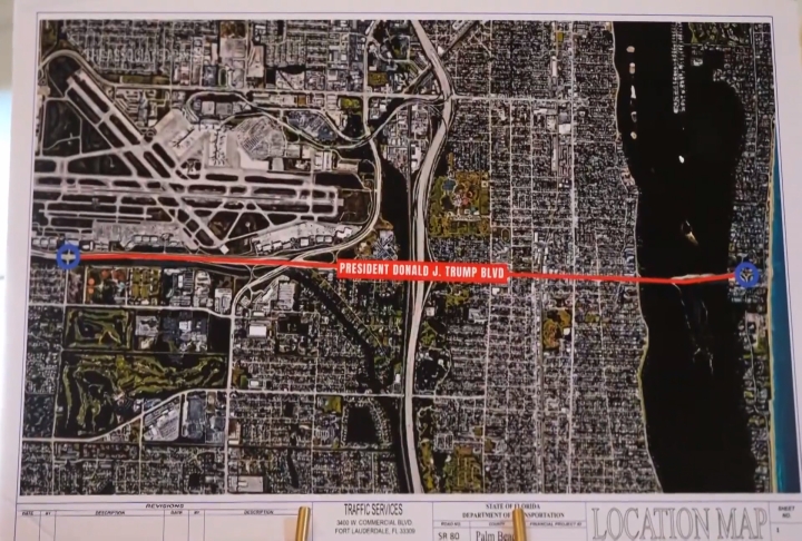美國南方大道更名「川普大道」　川普親自參加揭牌儀式