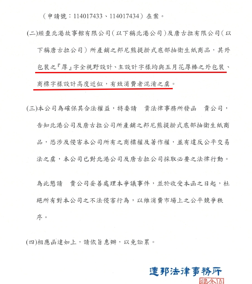 衛生紙「厚」字樣涉侵權？　大廠發律師函槓雲林同業