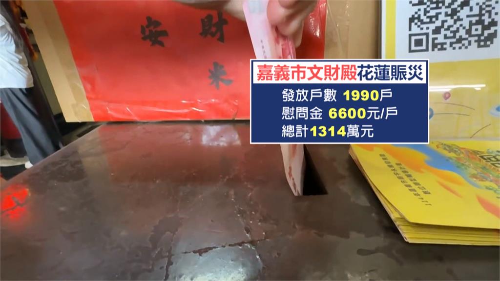 嘉義廟宇助賑災 大捐1314萬現金員警出動護鈔