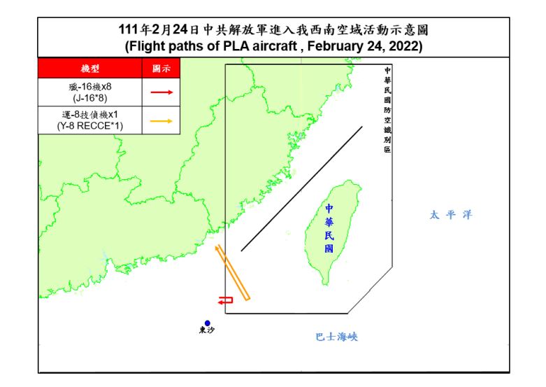 快新聞／俄羅斯侵犯烏克蘭　9架次中國軍機擾台西南空域