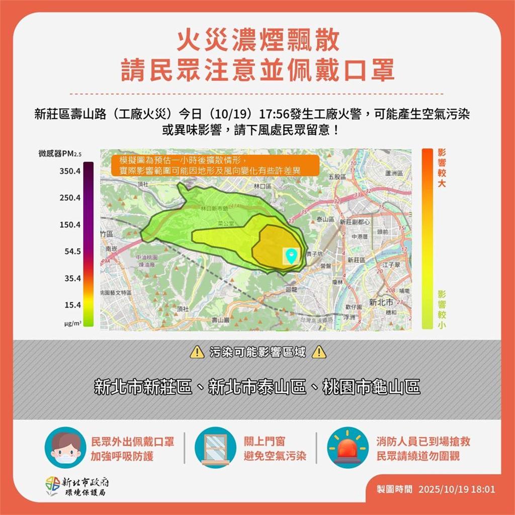 快新聞/快關窗!新莊工廠遭大火吞噬 環保局示警「這3區」避免吸入濃煙