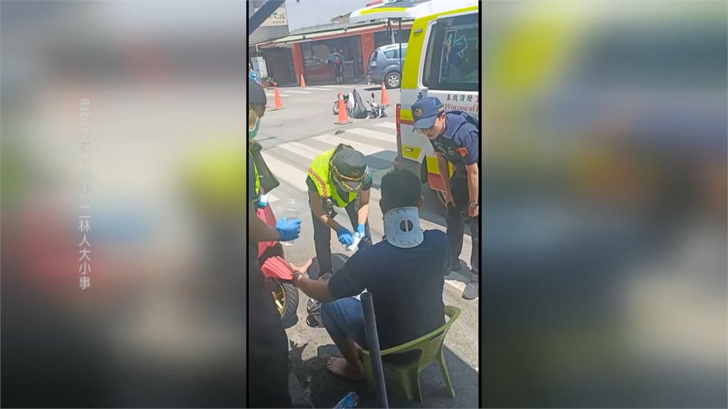 彰化二林道路出現天坑？　男騎士慘摔車「倒栽蔥」倒地